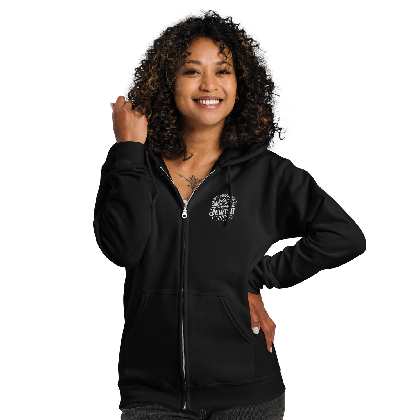 Aggressively Jewish - Unisex heavy blend zip hoodie (double-sided)