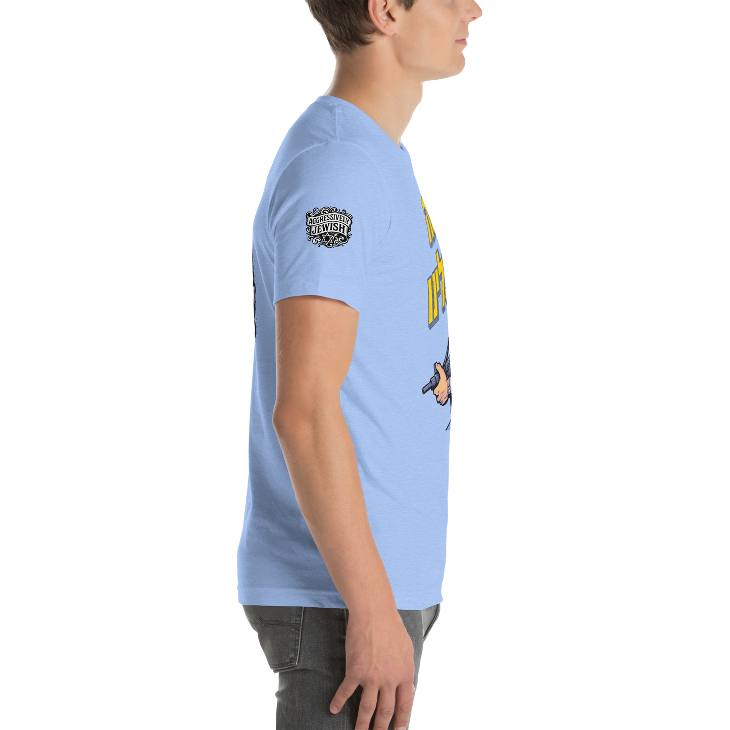 זה עלינו ("It's on us") double-sided with sleeve logo - Men's/Unisex t-shirt