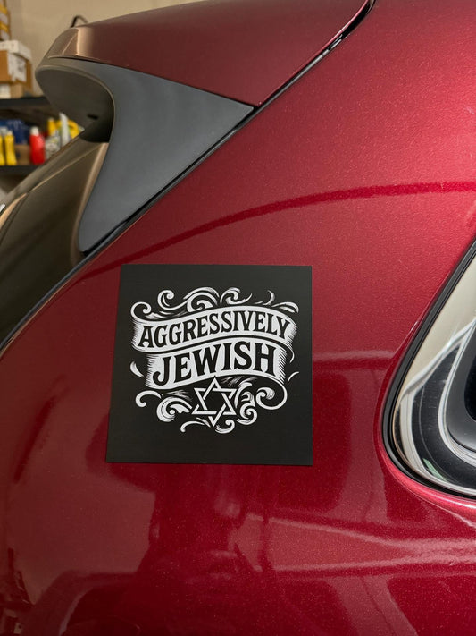 Aggressively Jewish logo - 5x5 inch magnetic car "sticker"